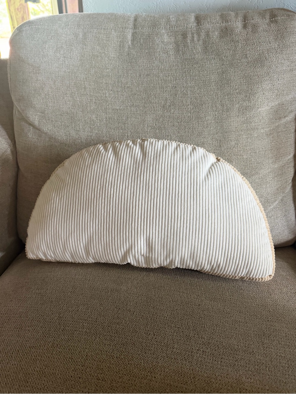 Room Essentials Cream Corduroy Half-Moon Accent Pillow
